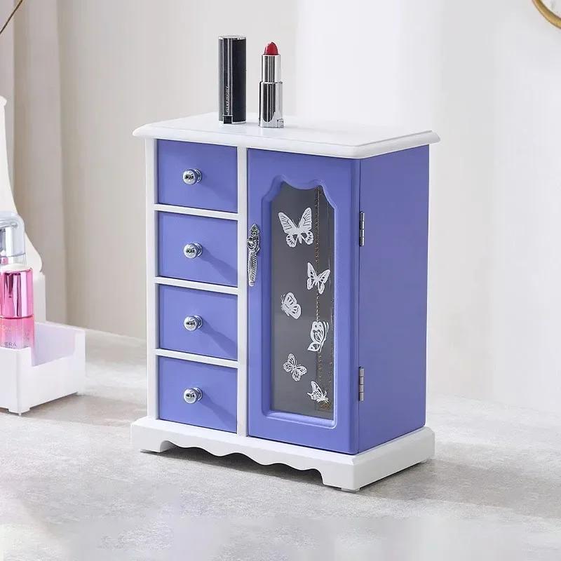 Wood Jewelry Box Velvet Drawer Ring Necklace Earrings Jewelry Boxes Organizer Bracelet Display Stand Women Accessories Storage