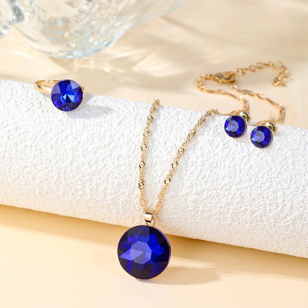 Elegantes Kristall-Zirkon-Schmuckset: Halskette, Ohrringe & Ring