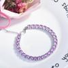Luxury Pink Crystal Bracelet Micro Pave Full Diamond Claw Chain Jewelry for Women
