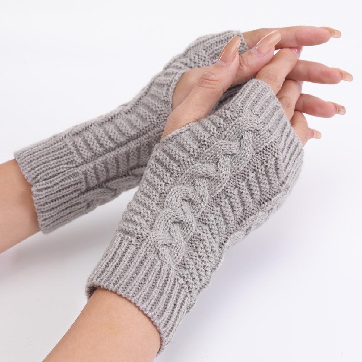 

Autumn and Winter Short Knitted Exposed Finger Warm Stacking Gloves Wrist Guard Women’s Gloves & Mittens One size