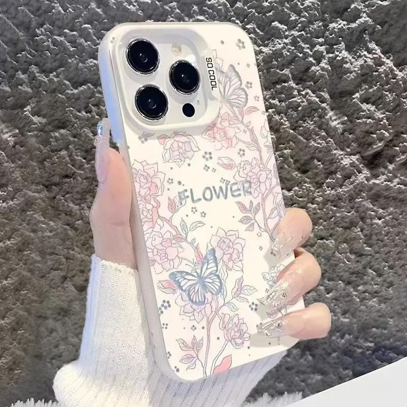 Phone Case For  Redmi 13 4G 13c Note 12 11 13 Pro Plus 5G 12s 11s 10s 10 Pro 4G Vintage Rose Electroplate Silver Cover