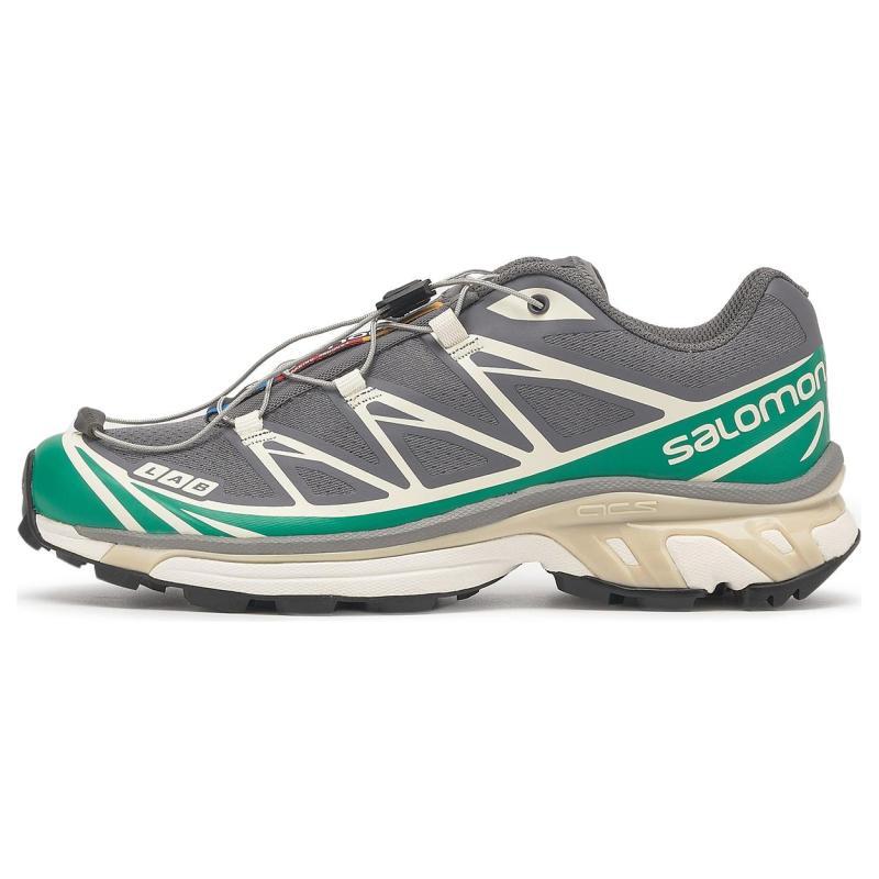 

SALOMON XT 6 Slip Resistant Shock Absorbers With Abrasion Resistant Properties Low Top Hiking Shoes Unisex Gray Green Sneakers L47627800 37⅓