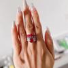 Kajia Vintage Ruby Crown Ring & Pigeon Blood Red Dress Stud Earrings Set for Women
