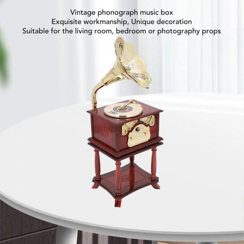 Grammophon-Spieluhr im Vintage-Stil: Retro-Wohndeko & melodischer Charme