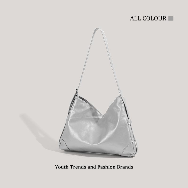 Silver large-capacity bag women's new fashion commuter versatile underarm bag casual shoulder messenger bag