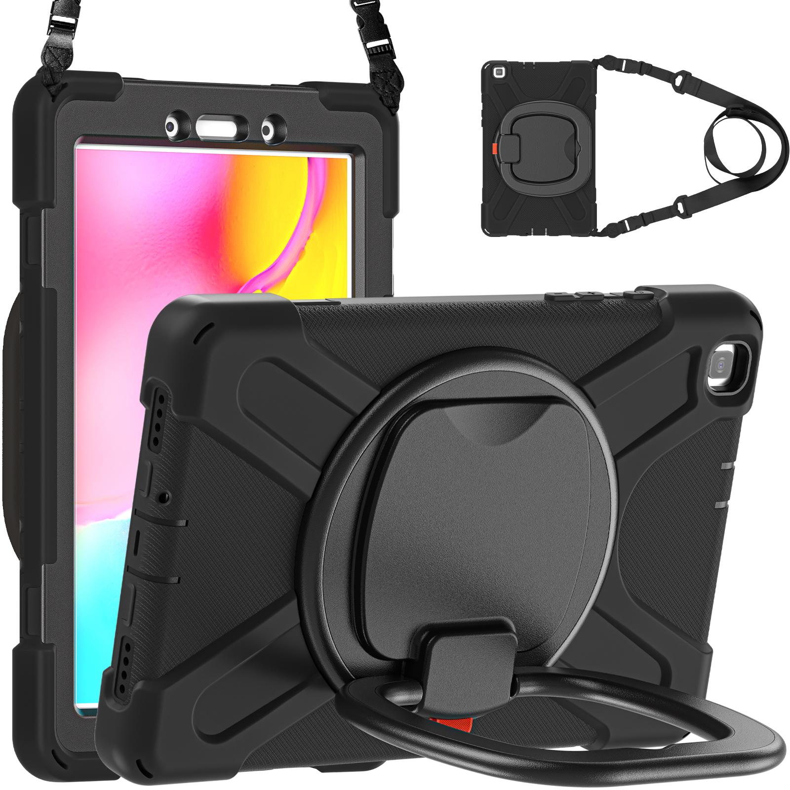 

360 Rotating Kids Case For Samsung Galaxy Tab A 8.0 2019 SM-T290 SM-T295 Heavy Duty Stand Cover With Handle Grip Shoulder Strap A 8.0 SM-T290 T295 чёрный