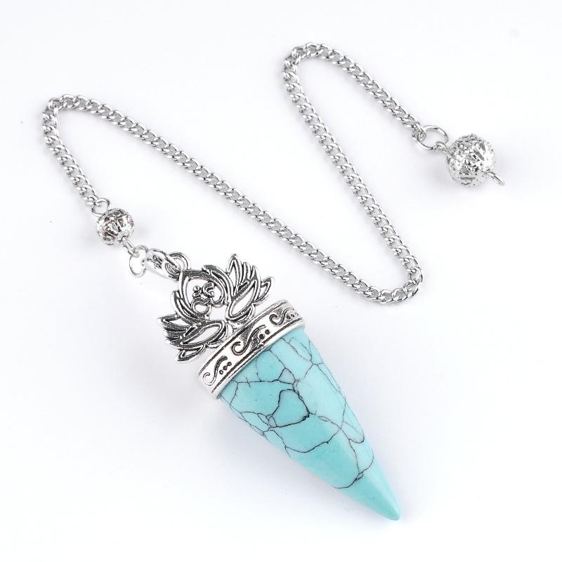 1pc Healing Crystal Pendulum Pendants Lucky Natural Stone Pendulum Pendant With Silvery Ball Chain Hypnosis For Jewelry Gifts
