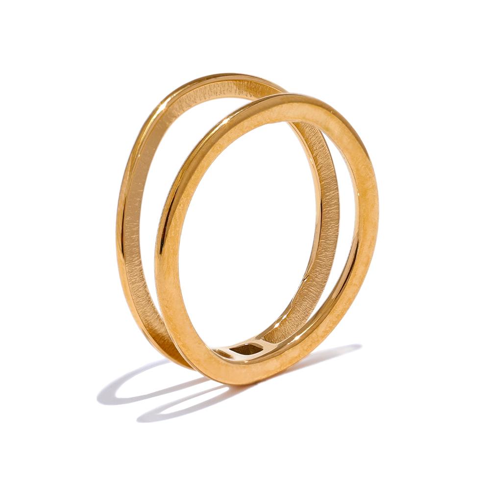 

Yhpup Minimalist Stainless Steel Metal Thin Double Round Ring Women Prevent Allergy Statement Summer Fashion Jewelry Gift 6