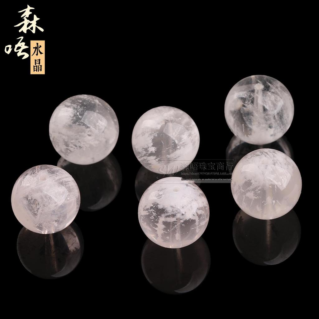 Forest Crystal Natural Pink Snowflake Phantom Round Beads for DIY Jewelry - Single Beads