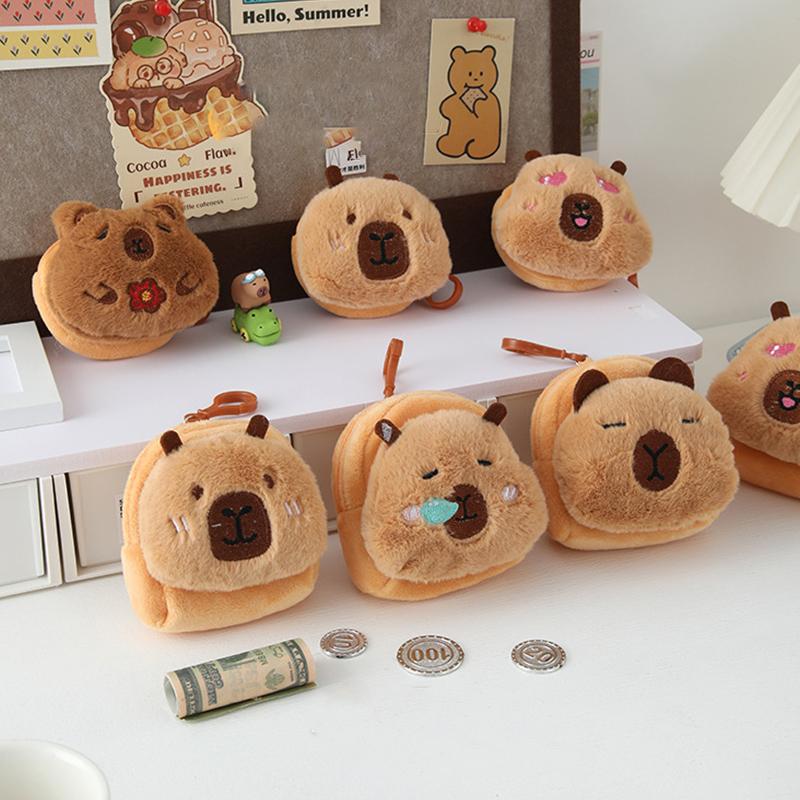 New Creative Capybara Anime Plush Coin Purse Fashion Kawaii Mini Coin Purse Round Cartoon Bags Pendant