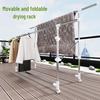 Stainless Steel Floor-Standing Double Rod Folding Clothes Drying Rack for Balcony