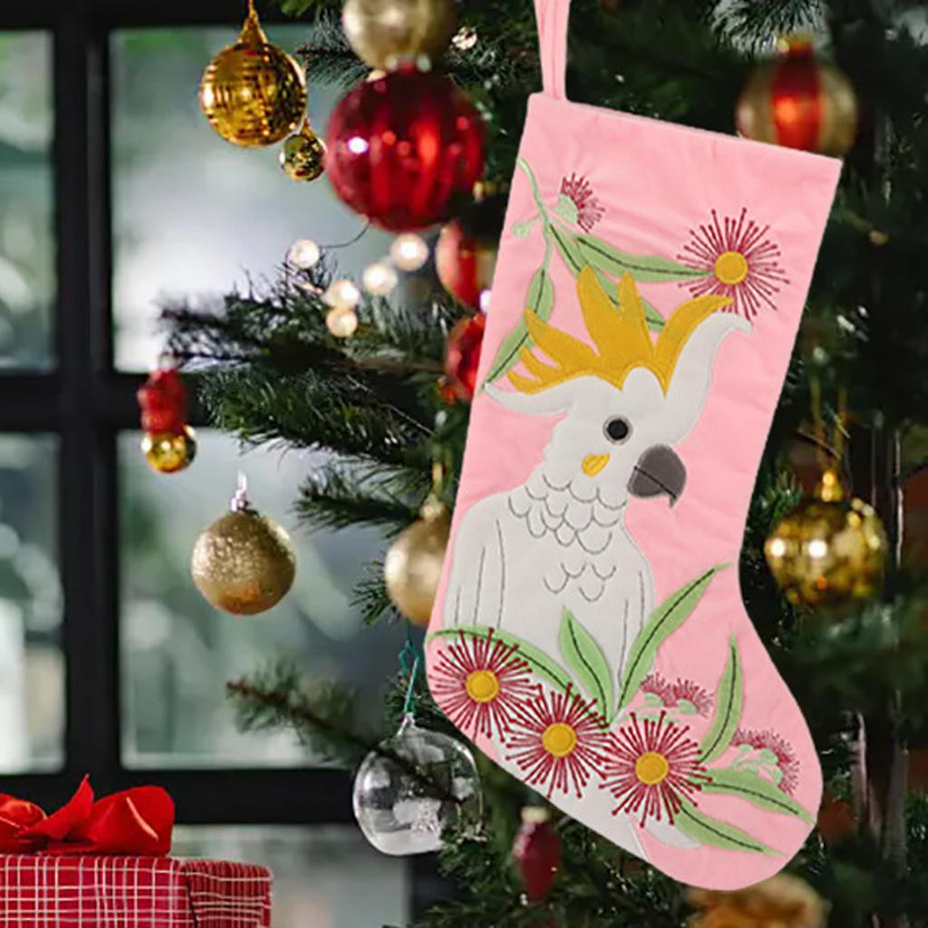 Christmas Decorative Socks Velvet Parrot Embroidery Christmas Decoration Party Fireplace Decoration