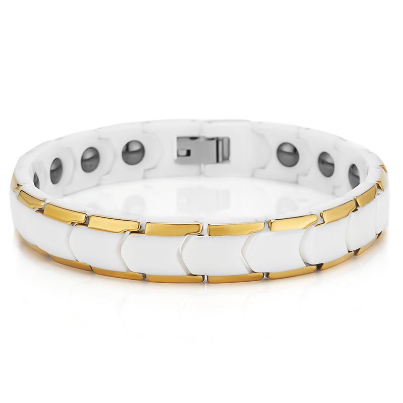 11mm European & American Black Gold Ceramic Cross Magnetic Men s Fashion Detachable Bracelet 18K