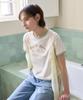 COVERNAT WOMAN Summer Graphic Ringer T-Shirt Ivory