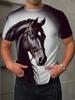 Men's 3D Animal Horse Printed T-shirt 2026 Summer New Men's Round Neck T-shirt Casual Comfortable Hip Hop Pullover Short Sleeve