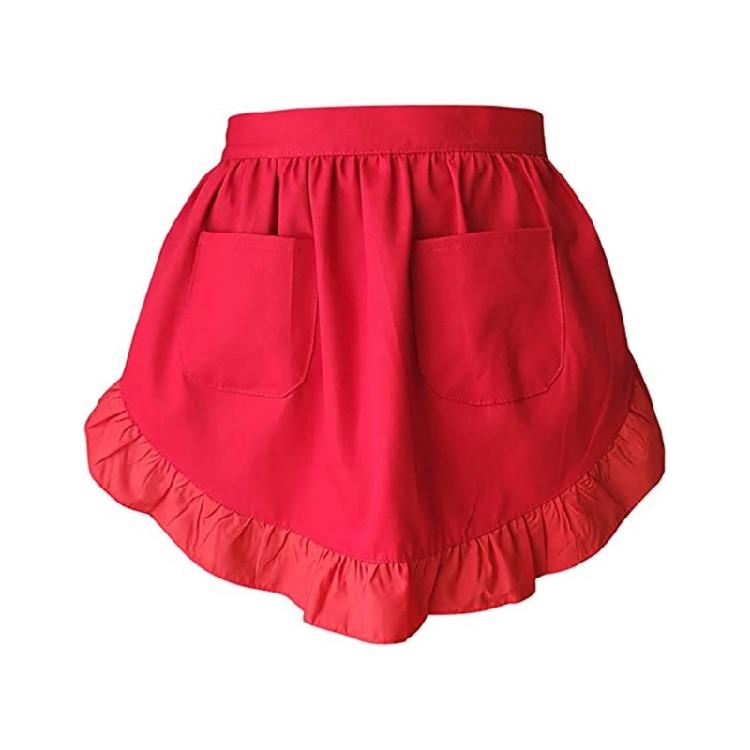 Dziewczęcy Cosplay Półfartuch Półfartuch z 2 kieszeniami, Falbaniasty Fartuch Maid Halloween Boże Narodzenie Fartuch Cosplay