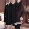 Plus Size Velvet High Neck Layered Top - Women's Autumn/Winter Slimming Cover-Up