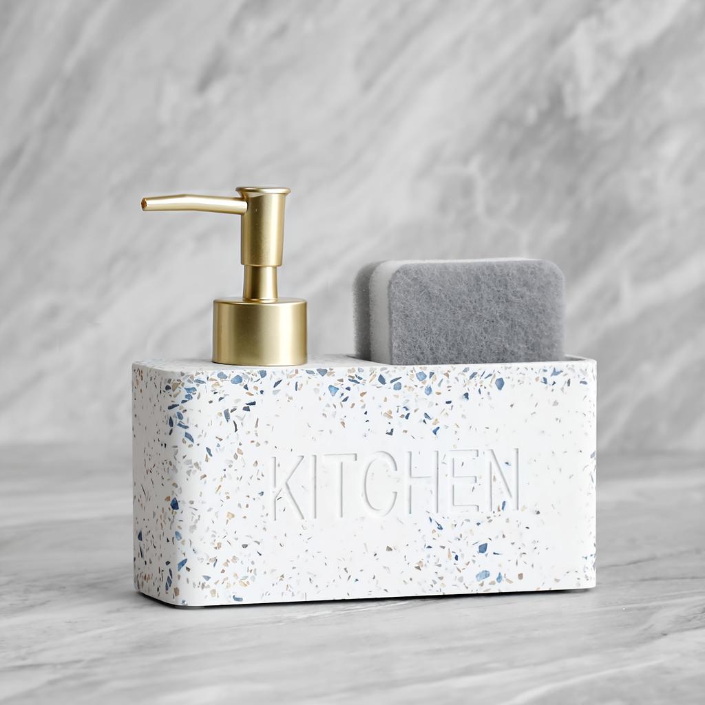 Multifunctional Kitchen Soap Dispenser with Sponge Holder Dishwashing Liquid Bottle Storage Box