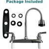 RV Kitchen Faucets,Flexible Spout RV Kitchen Sink Faucet Replacement with Two Handle-8" Main Body,High Arch-360 Swivel Replace for RV Home Campers