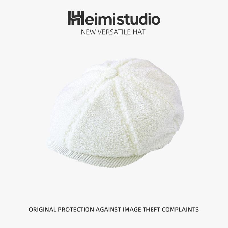 

25 Early autumn new versatile knitted high-quality wool plush forward hat solid color high-end hat women