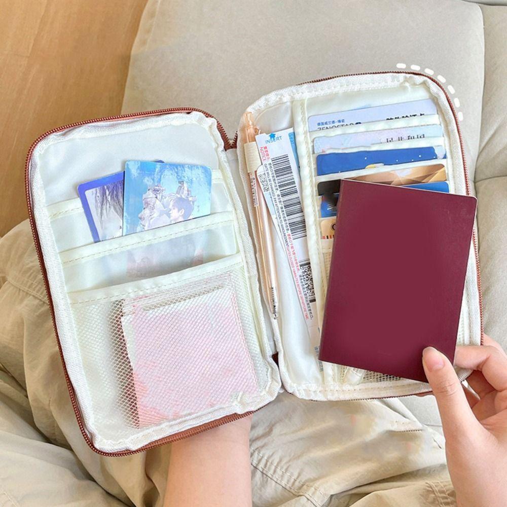

Polyester Fiber Cute Document Bag Waterproof Documents Passport Organizer Passport Holder for Home Blue Style A