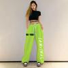 Plus size cores contrastantes hip hop solto sweatpants feminino cintura alta solta casual harem calças