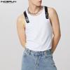 INCERUN Mens Sleeveless Strap Patchwork Solid Casual Fitted Tank Tops