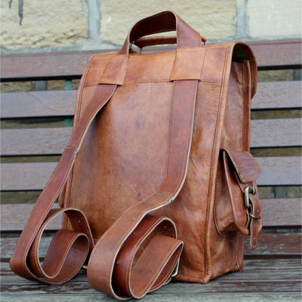 Pánská taška na batoh z pravé pravé kůže Brašna na notebook Satchel aktovka Hnědá Vintage