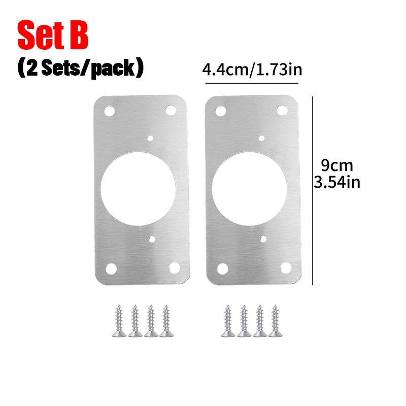 Square Metal Large Door Hinge Repair Plate Kit Stainless Steel Fix Board Replacement Furniture Cabinet Hinge Plates with Screw