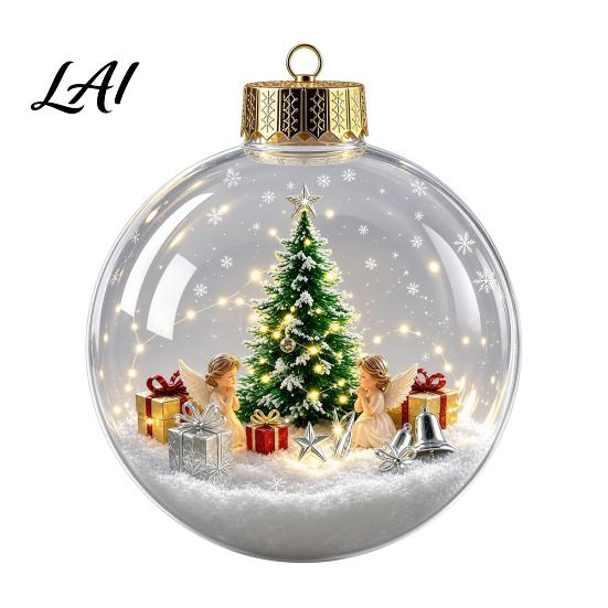 Regali di Natale per la Famiglia Ornamento Luminoso con Storia Mini Scena Festiva in Palla Trasparente con Luci LED Decorazioni da Appendere Decorazione in Acrilico Decorazione Albero
