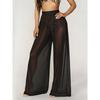 Sexy Solid Color Mesh Wide Leg Pants Sexy Pure Color Mesh Wide Leg Pants