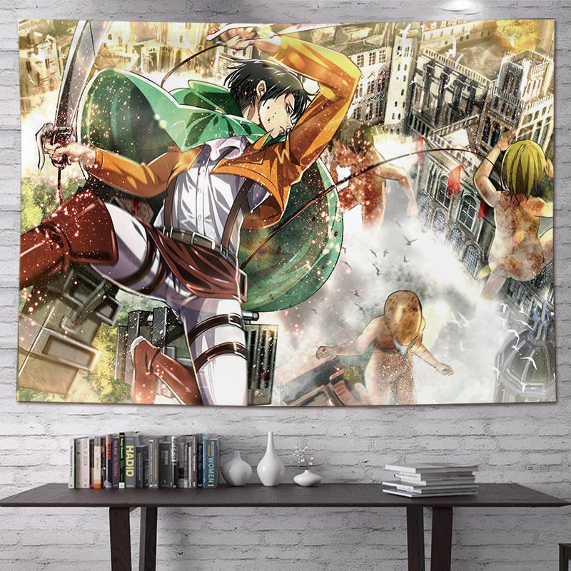 Vertical Attack On Titan Anime Tapestry Cartoon Wall Art Hanging For Bedroom Dorm Living Room Home Decoration
