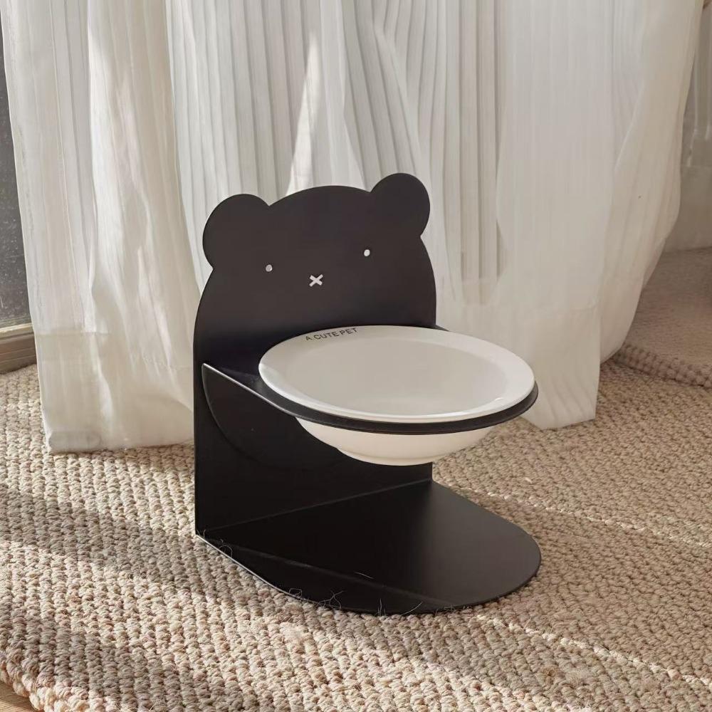 

Магнитная подставка Миска для кормления питомца Регулируемая высота Миска для кошки на высокой ножке Ежедневное кормление Black White