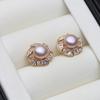 Beautiful Natural Freshwater Pearl Earrings Woman,Cute White Silver 925 Stud Earrings Pearl Wife Girls Birthday Gift White