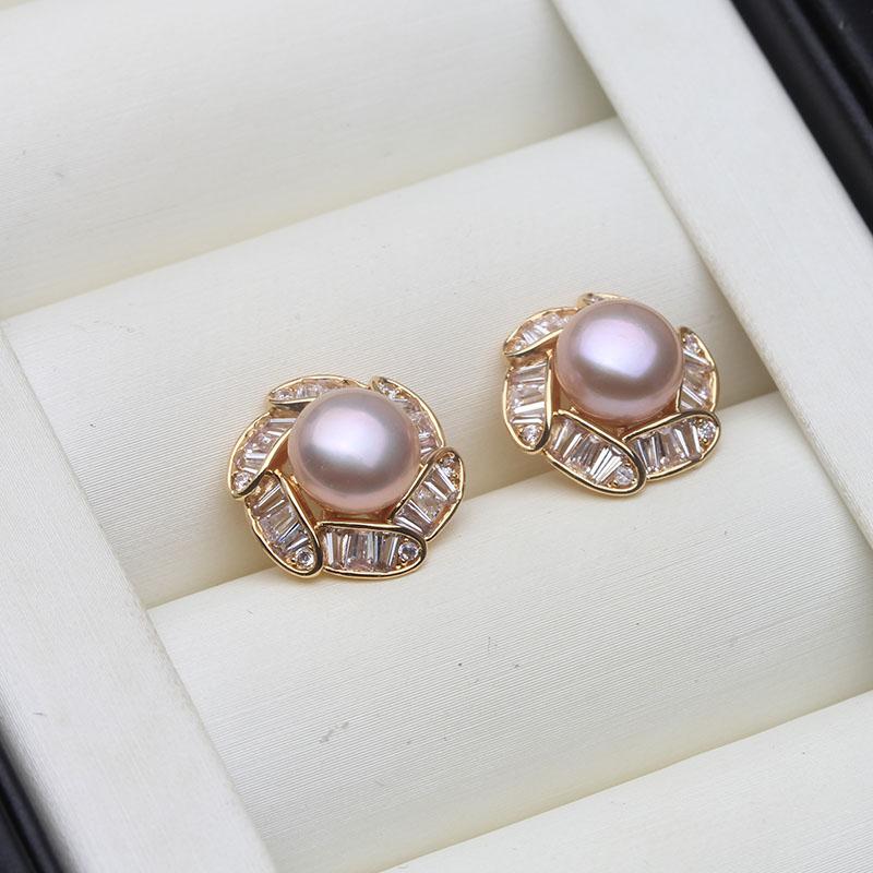 Beautiful Natural Freshwater Pearl Earrings Woman,Cute White Silver 925 Stud Earrings Pearl Wife Girls Birthday Gift White