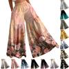 Women High Waist Loose Fit Lightweight Wide Leg Pants Vintage Floral Print Flowing Long Trousers Casual Relaxed Style