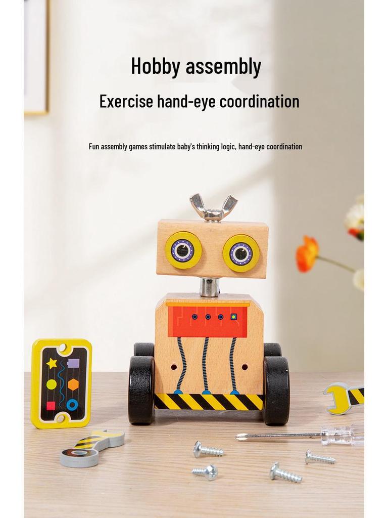 DIY Interlocking Car Robot Assembly Kit for Kids - Wooden Educational Toy