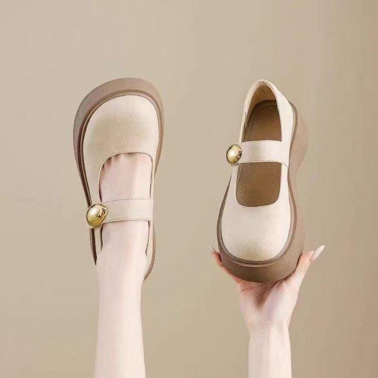 Muffin thick-soled Mary Jane shoes children's new autumn commuter single shoes light mouth versatile small leather shoes