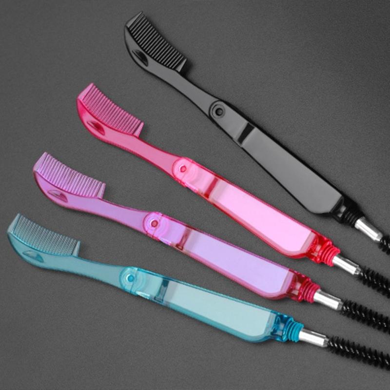Portable Eyebrow Eyelash Shaper Eyelash Comb Double Head Eyebrow Brush Makeup Grooming Tool Foldable Mascara Brush