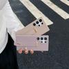 Stylish Wrist Strap Bracket Phone Case for Samsung Galaxy S25 Ultra S24 S23 S22 Plus FE Solid Color High-end PU Leather Cover