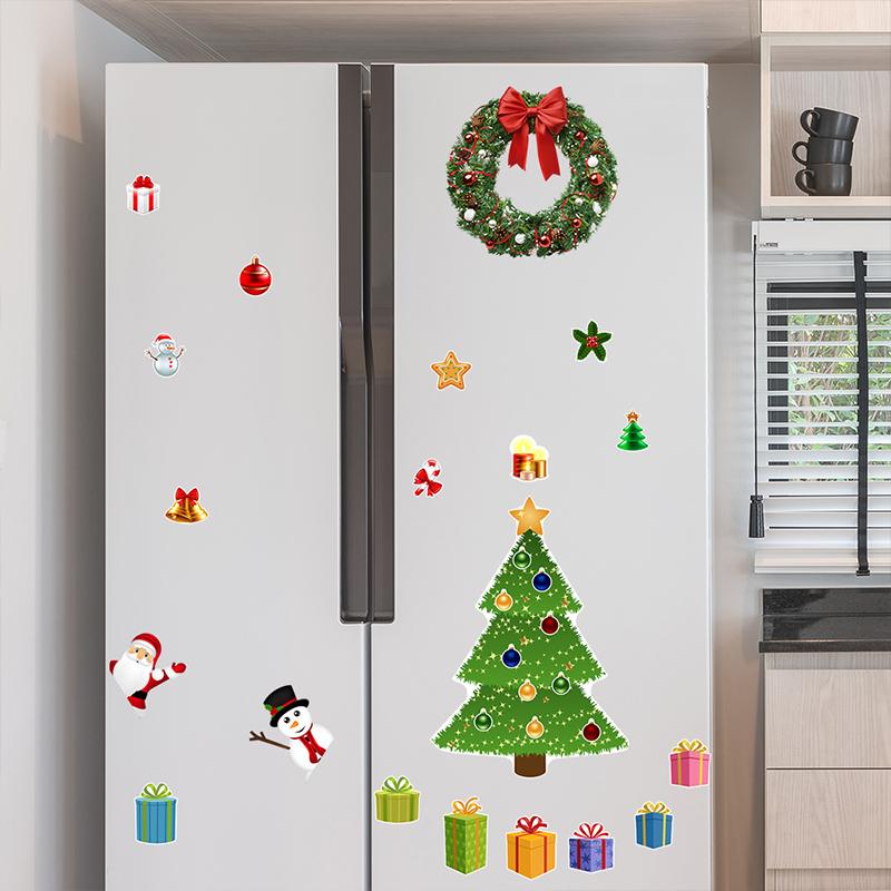 1 Set Santa Claus Garage Decoration Elk Atmosphere Decorative Christmas Fridge Magnets Holiday Cartoon Refrigerator