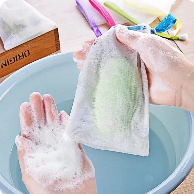 1-100PCS Soap Foaming Net Bubble Maker Japanese Facial Cleanser Foaming Mesh Bag for Handcrafted Soap Face Wash