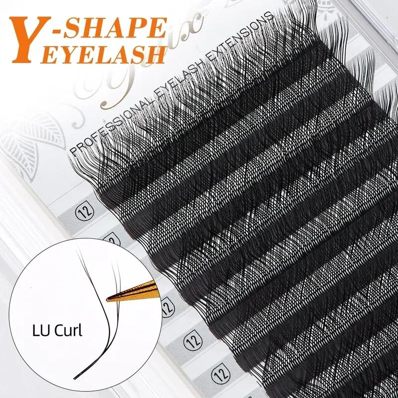 Yelix Y Eyelashes Extension 7-17mm Soft Brazilian Cilia and LU Curl Two Tip Volume Fan Lash Extension Supplies Faux Cils YY Lash