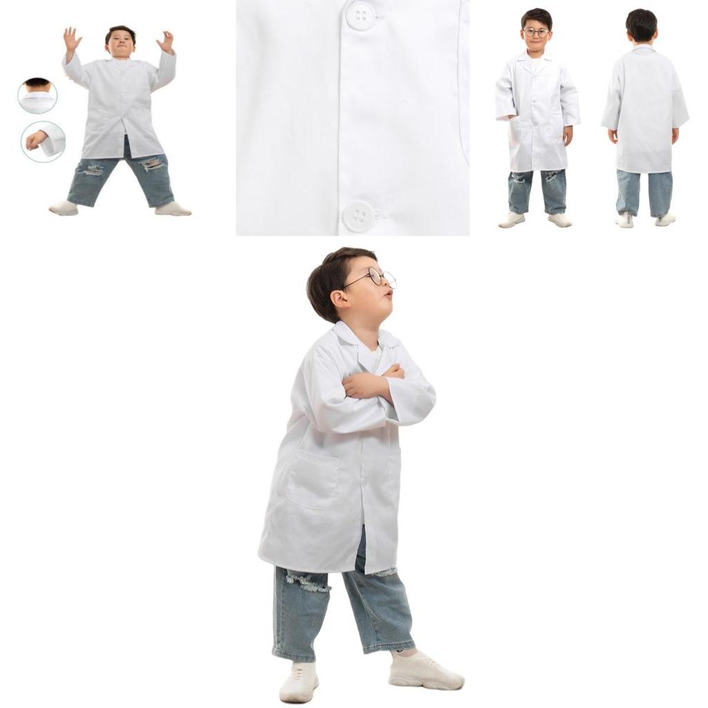 Camice da Laboratorio Bianco per Bambini Traspirante e Confortevole Perfetto per la Scuola o il Gioco