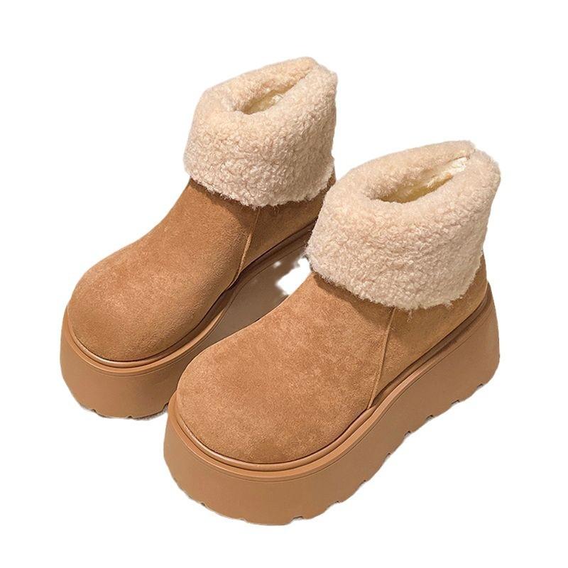Snow Boots Women's New Winter Fashion Versatile Velvet Thickened Warm Cotton Shoes