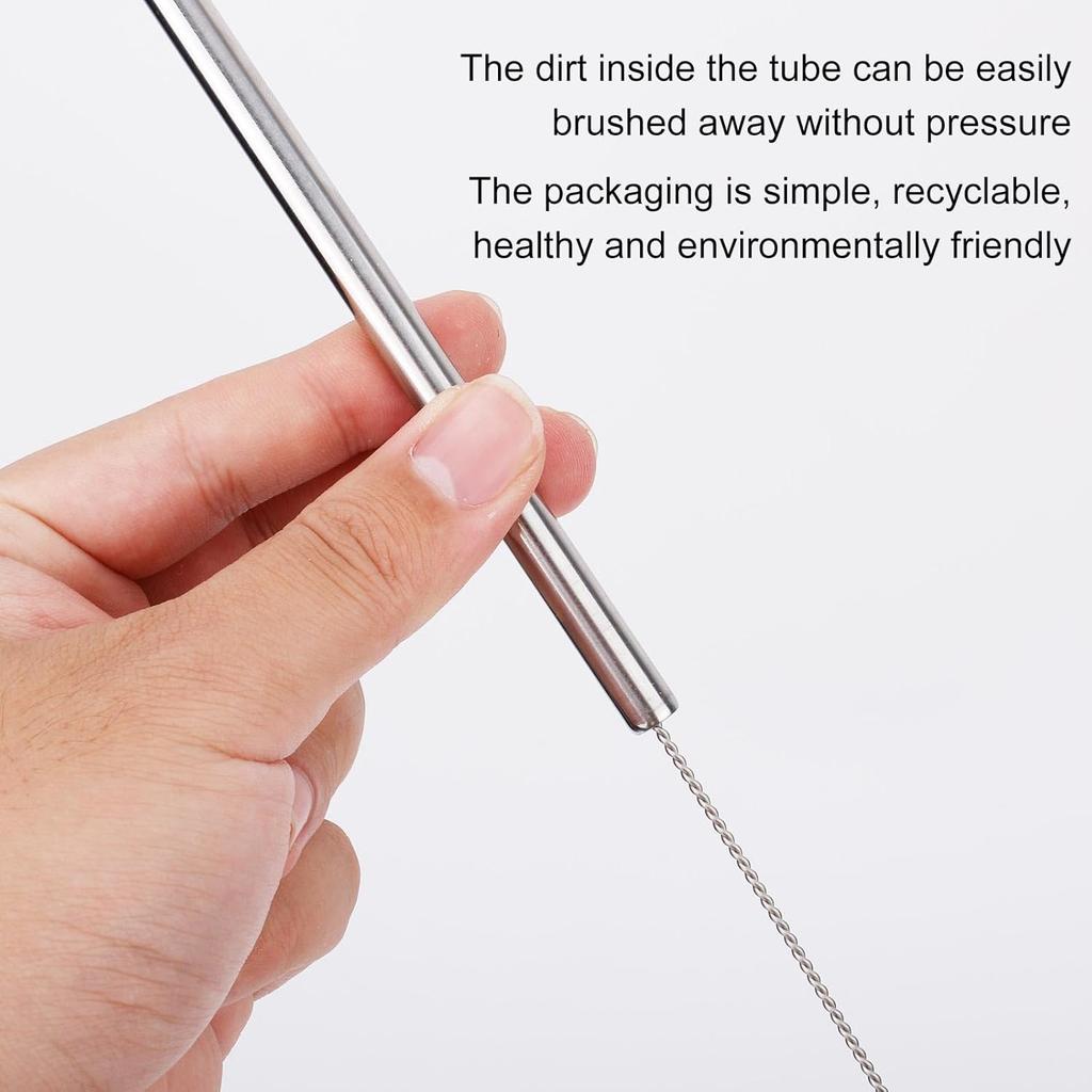 6pcs Stainless Steel Tumbler Straws Replacement for 40oz Cup, Reble Metal Water Bottle Straws with Cleaning Brush Compatible with Owala Part