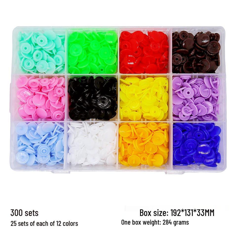 15-Color Resin Snap Fasteners & T5 Tool Set: Multicolored Plastic Buttons for Baby and Children Projects