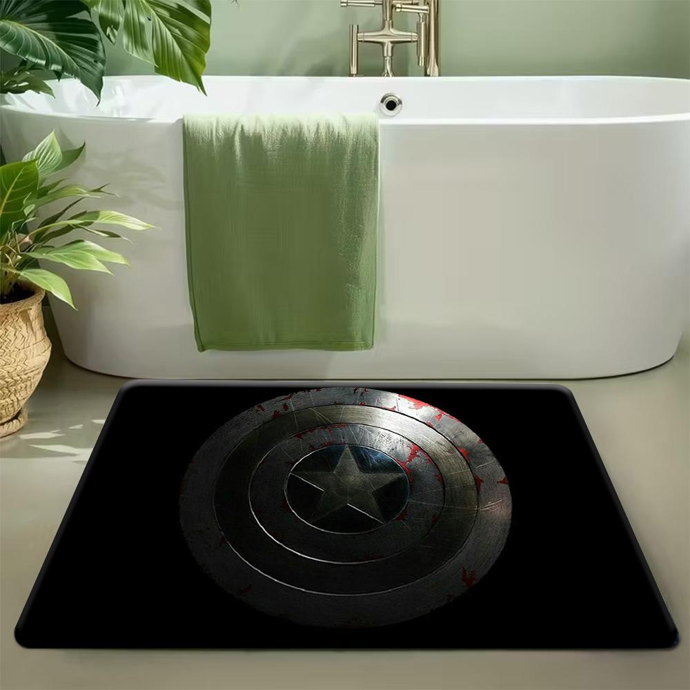 Bath Mat 1pc, Spider for Man Battle Pose, MARVEL Flannel Rectangular Mat, Bathroom Non-slip Entrance Mat, Fun Door Decoration