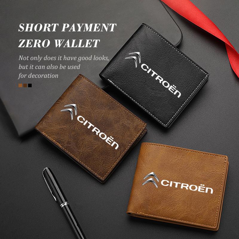 Car Logo Fashion Short Fold Coin Cash Cards Holder Money Wallet For Citroen Jumper Celysee Cactus Picasso Aircross Saxo Grand