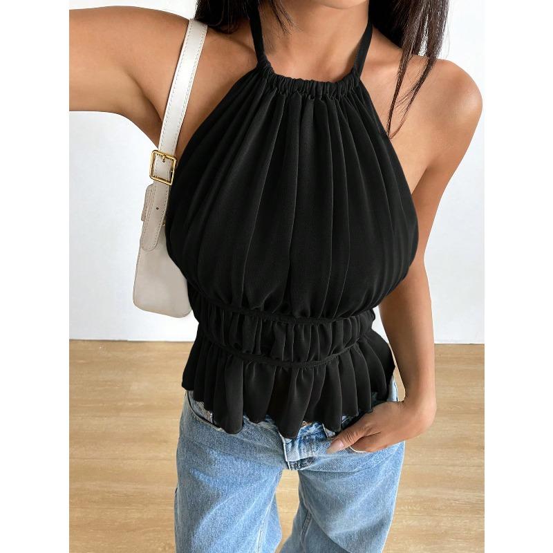 VEZFAA Dámská móda Ležérní Léto Jaro Jednobarevný potisk Halenky a košile bez rukávů